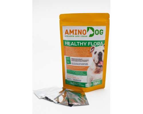 AminoDOG healthy flora Пробиотик для собак, нормализация и профилактика работы ЖКТ (гипоаллергенный) 150 гр. (30 пакетиков по 5 гр.)